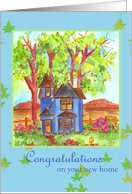 Congratulations New Home Blue Victorian House card