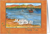 Thank You Lake Fishing Mountain Seagulls Blank card