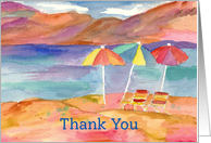 Thank You Beach Umbrellas Mountain Lake Blank card