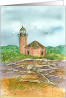 Lighthouse Driftwood Beach Coastal Grey Sky card