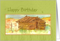 Happy Birthday Rustic Cabin Desert Landscape Collage card