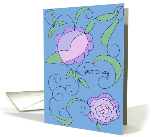 Just To Say Art Nouveau Lavender Flowers Blank card (832655)