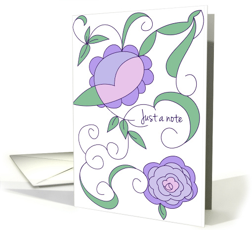 Just A Note Art Nouveau Purple Flowers Blank card (832658)