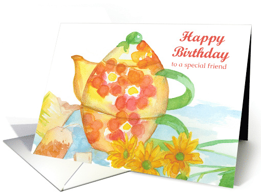 Happy Birthday Special Friend Flowers Teapot card (832660)