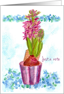 Pink Hyacinth Watercolor Flower Just a Note Blank card