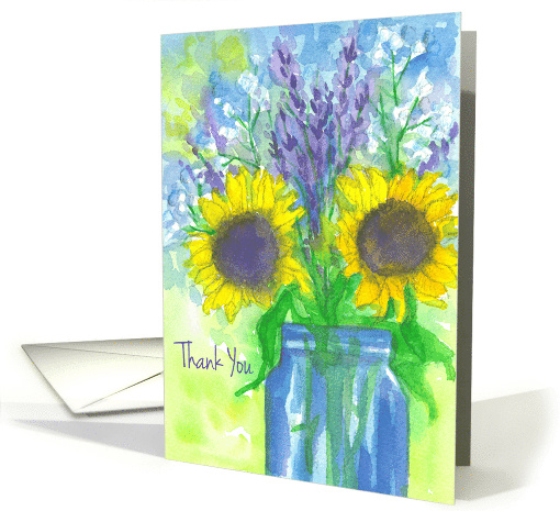 Thank You Sunflower Lavender Bouquet card (834463)
