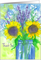 Thank You Sunflower Lavender Bouquet card