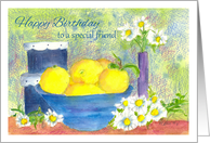 Happy Birthday Special Friend Lemon Fruit Bowl card