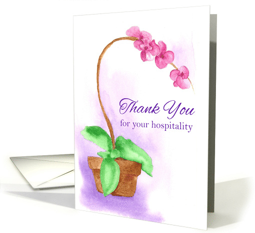 Thank You Hospitality Pink Orchid Flower Watercolor card (834484)