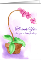 Thank You Hospitality Pink Orchid Flower Watercolor card