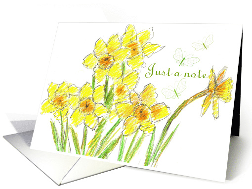 Yellow Daffodil Flower Garden Butterfly Blank card (834692)