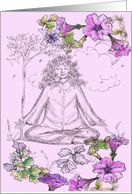 Yoga Meditation Purple Petunia Flowers Blank card