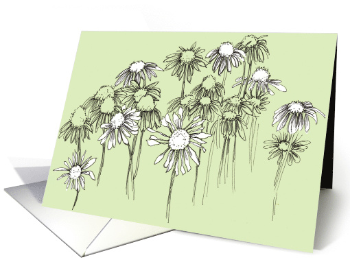 Herbs Coneflower Wildflowers Ink Drawing Blank card (835289)