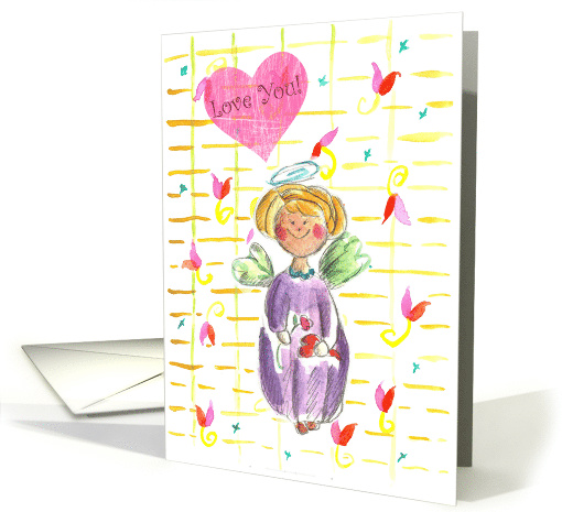 Angel Love You Tulip Flower Art Hearts Blank card (835748)