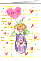 Angel Love You Tulip Flower Art Hearts Blank card