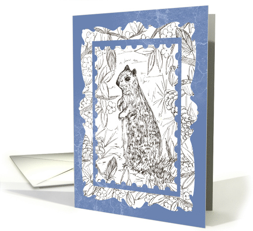 Squirrel Drawing Nature Feather Blank card (836072)
