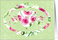 Rose Heart Watercolor Flowers Celery Green card