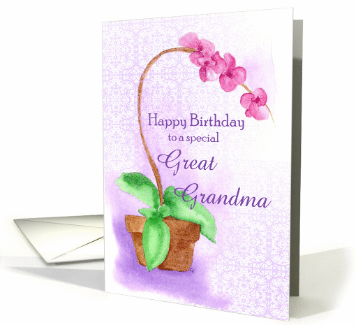Birthday Great Grandma Pink Orchid Flower card (836661)