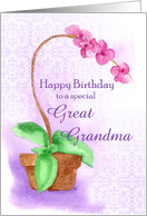 Birthday Great Grandma Pink Orchid Flower card