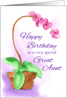 Happy Birthday Great Aunt Pink Orchid Flower card