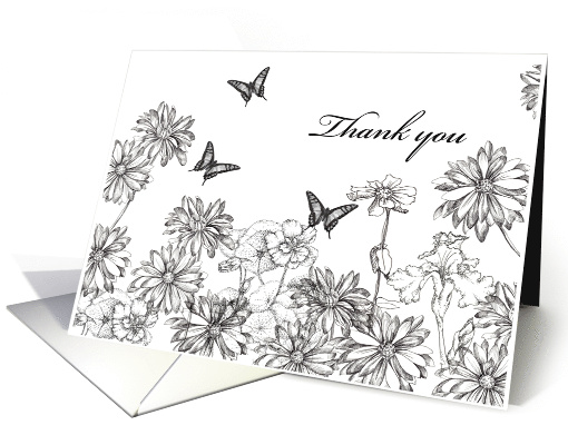 Thank You Garden Flowers Butterflies Nasturtiums card (838235)