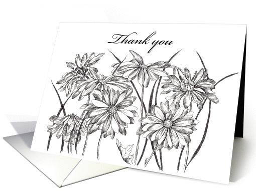 Thank You Black White Daisy Flower Garden card (838265)