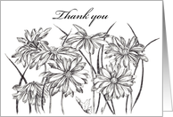 Thank You Black White Daisy Flower Garden card