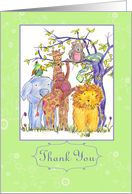 Thank You Zoo Animals Elephant Lion Giraffe card