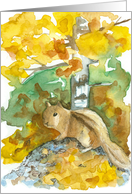 Happy Birthday Chipmunk Autumn Trees Forest card