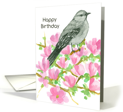Happy Birthday Mockingbird Pink Magnolia card (838687)