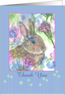 Thank You Rabbit Carnation Daisy Flowers card