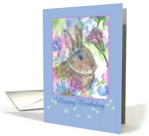 Happy Birthday Rabbit Carnation Daisy Flowers card (838696)