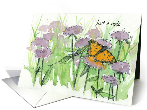 Just A Note Tortiseshell Butterfly Wildflowers Blank card (839066)