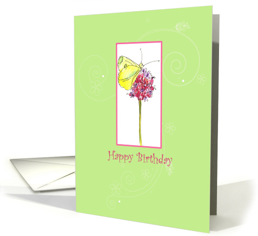Happy Birthday Yellow Butterfly Wildflower card (839071)