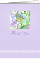 Thank You Yellow Butterfly Spring Wildflowers Watercolor Painting card