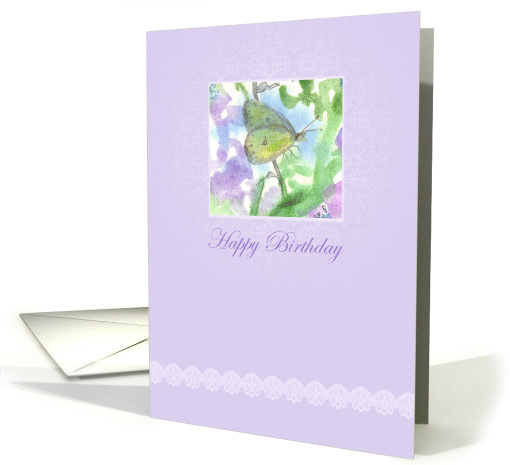 Happy Birthday Yellow Moth Flowers card (839080)