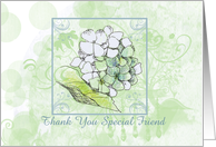 Thank You Friend Hydrangea Drawing Green Leaf card