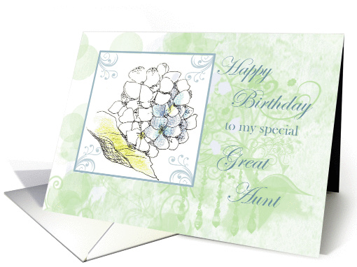 Happy Birthday Great Aunt Hydrangea Flower Drawing card (839559)
