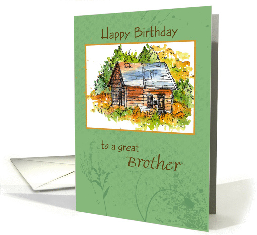 Happy Birthday Brother Cabin Watercolor card (839892)