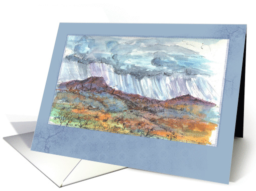 Desert Rain Clouds Mountain Landscape Blank card (841773)