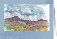 Desert Rain Clouds Mountain Landscape Blank card