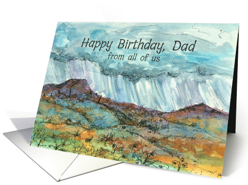 Happy Birthday Dad Desert Rain Clouds Mountain Landscape card (842050)