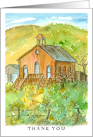 Thank You Vintage School House Watercolor Blank card