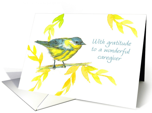 Caregiver Thank You Warbler Bird Tree Branch Leaves card (851229)