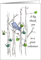 Thank You Volunteer Bluebird Trees Pen and Ink Drawing card