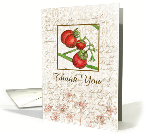 Thank You Blank Card Cherry Tomato Vegetable Illustration card