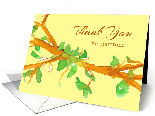 Business Thank You For Your Time Volunteer Branch Leaves card (853283)