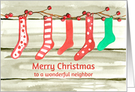 Merry Christmas To A Wonderful Neighbor Stockings card