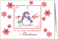 Great Granddaughter Christmas Snowman Snowflakes card