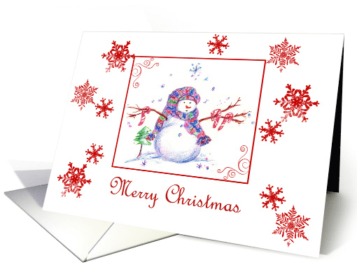 Merry Christmas Baby Snowman Snowflakes card (861240)